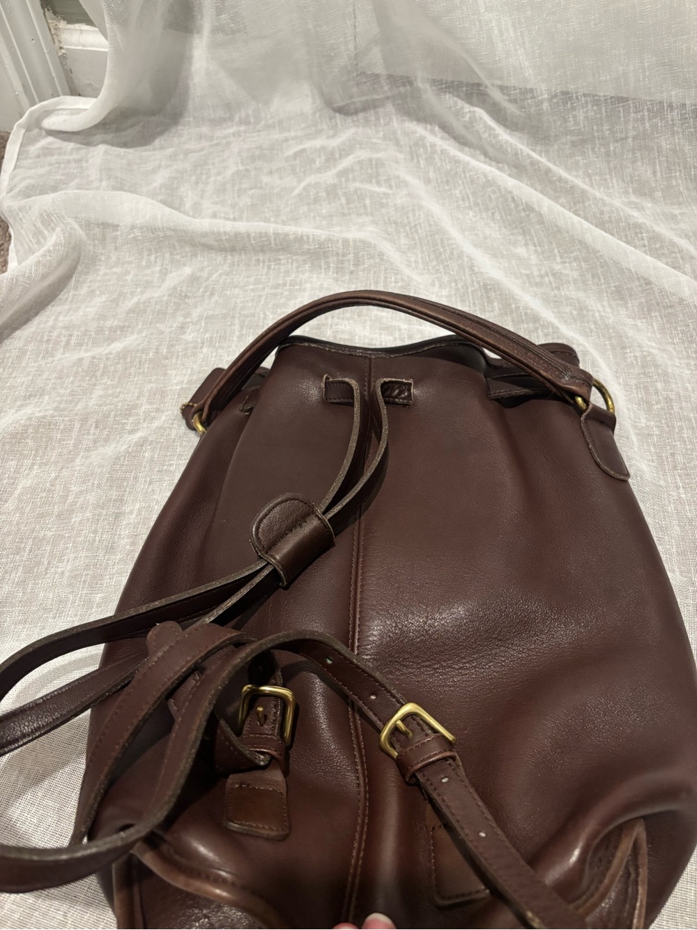 Vintage COACH Brown Leather Sling Handle Daypack Backpack 9992 - Picture 5 of 10